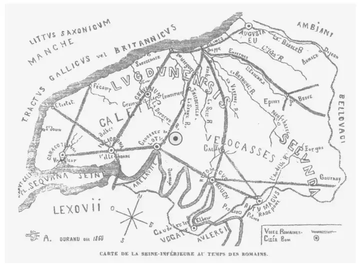 Carte de la Seine-inférieur au temps des romain